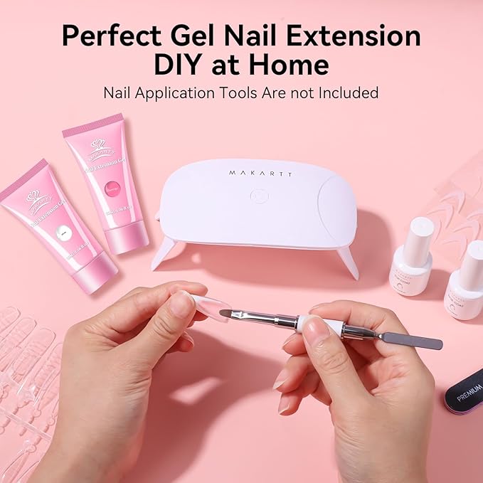 Makartt Hema-Free Poly Nail Gel Set: White & Hot Pink Color, Strong Builder for Extension Strengthener 3D Diy, Long-lasting for Nails French Manicures Home Salon-2PCs 30ML