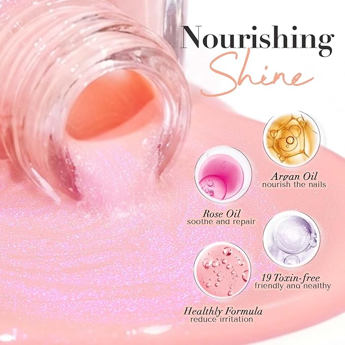 AZUREBEAUTY Nail Polish,Nude Pink Shimmer Quick Dry Complete Natural Super Lustrous,Professional for DIY Manicure and Pedicure at Home