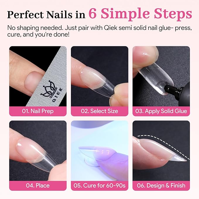 Medium Almond Pre-Building Nail Tips Kit, 15 Sizes 240 PCS Pre-shaped Apex Pink Thick Extensions Tip Soft Half Matte Press On Fake Nails Glue Gel Nail Lamp for DIY Beginners & Salon Manicure
