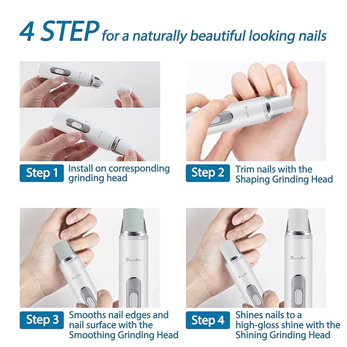 Electric Nail Buffer Drill and Polisher - Rechargeable Manicure Pedicure Tool for Naturally Beautiful Nails