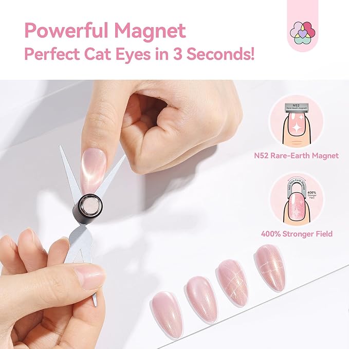 SAVILAND Cat Eye Magnet For Nails: 7 PCS Nail Magnet Guides for CatEye Magnet Gel Nail Polish Scissor-Shaped French Cat-Eye Effect Heart Magnet for Cat Eye Gel Polish Beginners Home Gift