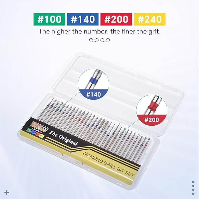 30PCS Diamond Nail Drill Bit Set Diamond Cuticle Nail Bits Kit Manicure Pedicure Remover Tools for Acrylic Gel Nails Cuticle Cleaner Nail Bit Kit