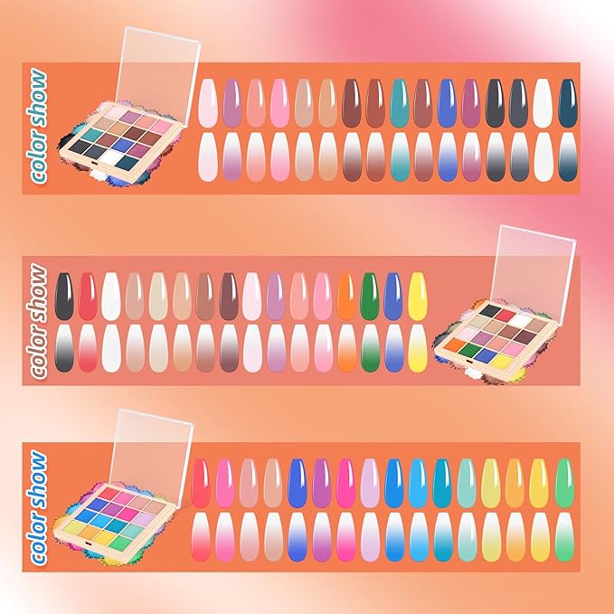 Nail Pigment Powder Palette Set, 16 Bright Colors Ombre Nail Powder Palette Brown Pink French Aura Nails Ombre Nail Brush Nail Long-lasting Manicure Art DIY Accessories (08)