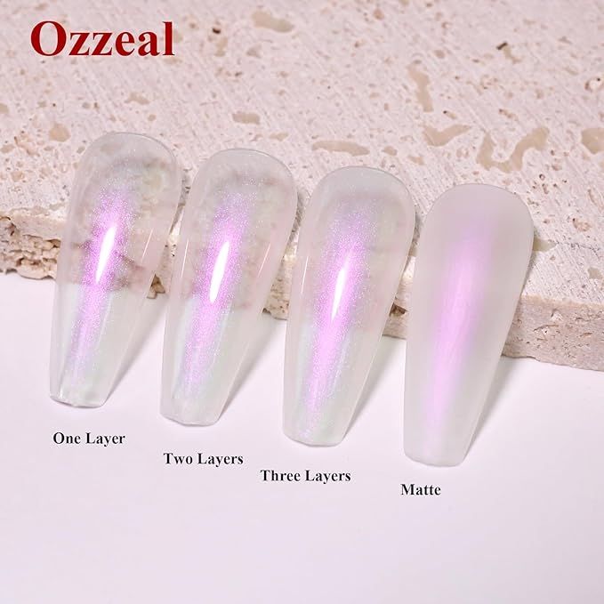 Pearl Gel Nail Polish, Rose Purple Transparent Shimmer Shell Nail Gel Polish Glitter Mermaid Iridescent Pearlescent Sparkle Spring Summer Soak Off Led UV Manicure 15ML