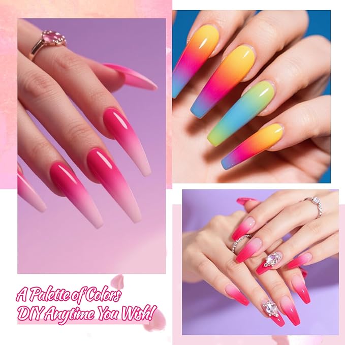 24 Colors Ombre Gel Nail Polish Set,Ombre Pigment for Nails,Gradient Painting Blooming Gel with 100Pcs Nail Sponges for 3D Gels Nail Art can be Painted in Salon or Home Use
