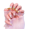 2 Packs Press On Nails Handmade Rhinestones Charms DIY Reusable Adhesive Tabs False Fake Nail, Set #01, Size L