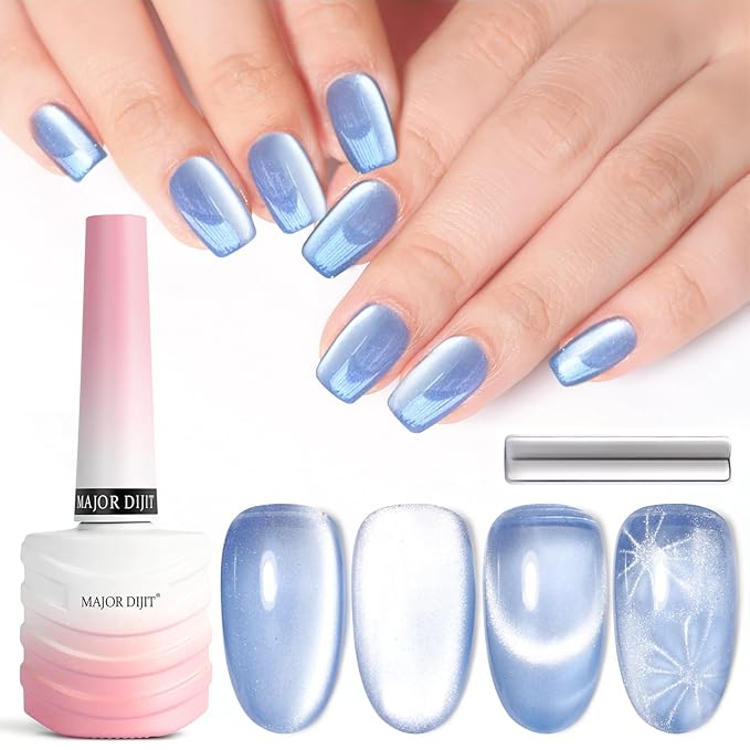 Major Dijit Cat Eye Gel Nail Polish 15ml Moonlight Glass Smoothie Cateye Soak Off U V LED Magnetic Shimmer Velvet Gel Nail Polish Nail Art Manicure Salon DIY Home (C06)