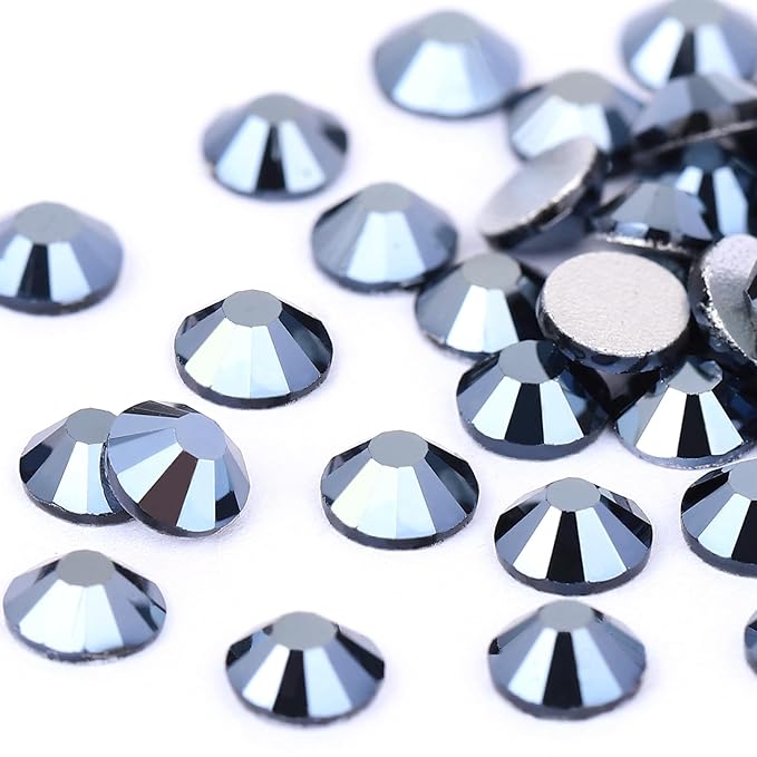 Novani Rhinestones Flatback Rhinestones Glass Nail Gems Stones Jewels Round Gemstones Non-Hotfix Crystal,SS10,1440 Pieces,Shiny Black