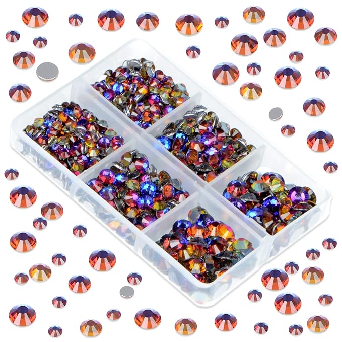 LPBeads 6000 Pieces Blue Volcano Non Hotfix Rhinestones 6 Sizes Round Crystal Glass Flat Back Rhinestones with Tweezers and Picking Pen for Nail Art Crafts Clothes Bags DIY