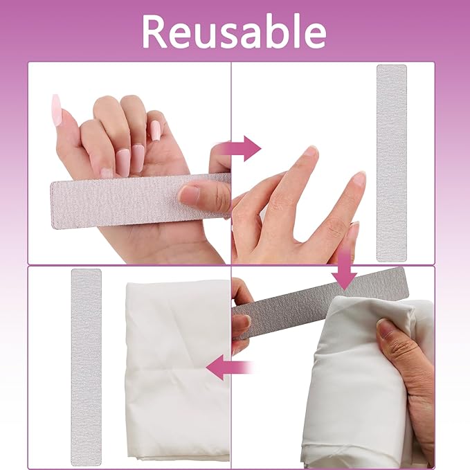 3PCS Professional Reusable Double-Sided 100/180 Grit Washable Nail File