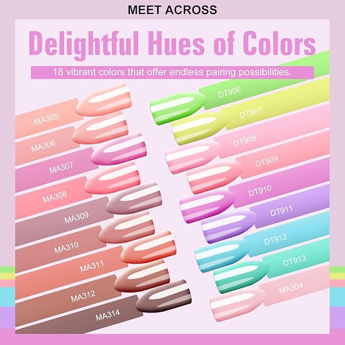 MEET ACROSS 18Pcs Nude Pink Builder Gel Base Coat for Nails, Purple Brown Rubber Base Gel Polish 2 IN 1 Rubber Base Gel for Nails Nail Design Gifts