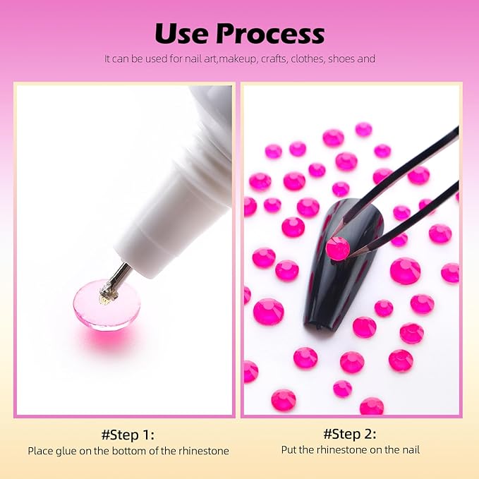 Neon Rose Flatback Rhinestones, Glass Rhinestones for Nail Art and Craft, Glue Fix, Loose Crystal Gemstones(Neon Rose, SS16, 1440pcs, 3.8-4.0mm)