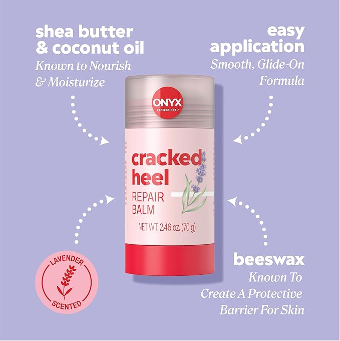 Onyx Professional Cracked Heel Repair Balm Stick for Dry Cracked Feet Treatment, Lavender Scent, 2 pack - Moisturizing Foot Balm, Rolls On, No Mess Like Foot Cream or Foot Lotion, Heel Treatment