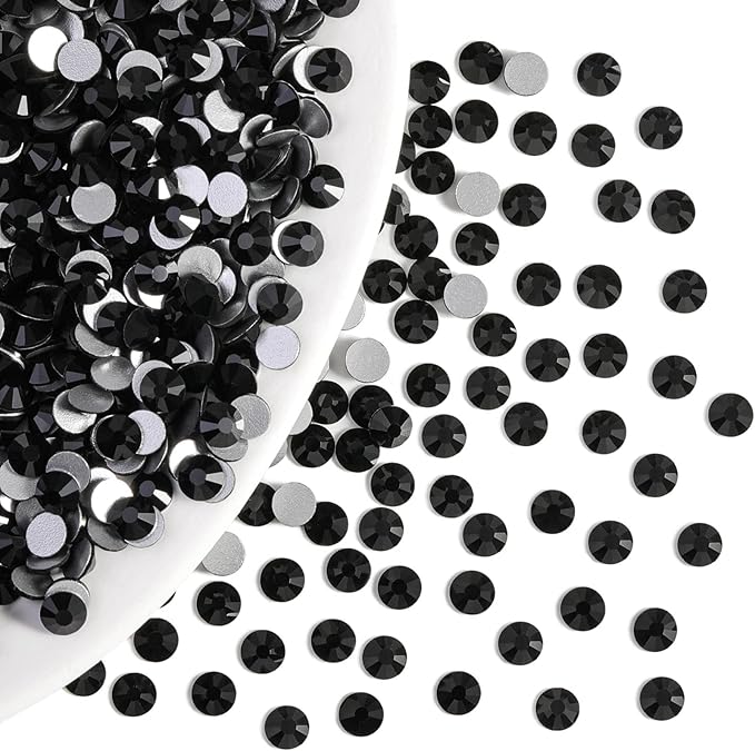 Beadsland Flatback Rhinestones Bulk,2880pcs Black Rhinestones for Nails Crafts Clothes DIY Decoration, Jet Black, SS30, 6.3-6.5mm