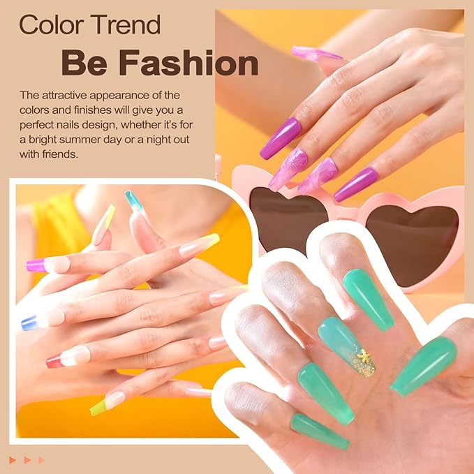 Lavender Violets 42 Pcs Gel Nail Polish Set, 36 Colors with 6 Bottles of Base Top Coat, Glossy Matte Diamond Shine Glow in the Dark Top Coat for Nail Art C950