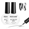 JODSONE 2Pcs Swirl Nail Art Liner Gel Polish,10ml Classic Color 3D Nail Art Pens Effect Nail Print Design with Thin Brush for French Tips Manicure Painting DIY at Home,Black & White
