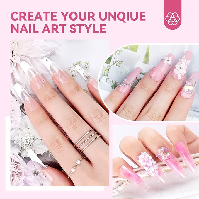 SAVILAND Acrylic Nail Kit with Everything: Complete Nails Kit Acrylic Set For Beginners & Enthusiasts Gel Polish Set U V Lamp, Nail Brushes, and Decorations for DIY Home Salon