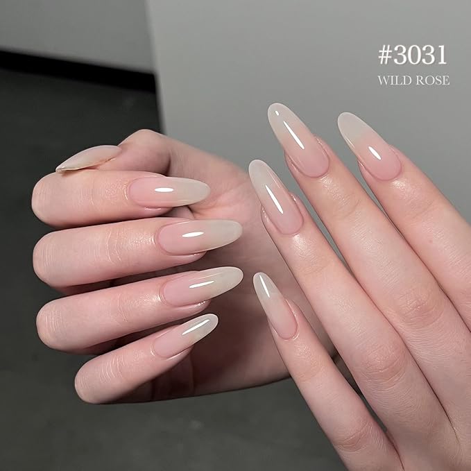 GAOY Wild Rose Jelly Nude Gel Nail Polish Set, 6 Transparent Colors Sheer Pink Brown Soak Off UV Light Cure Gel Polish Kit for Salon and Nail Art DIY at Home