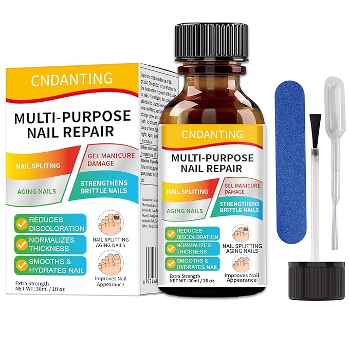 Multi-Purpose Nail Repair with Tolnaftate - Toenail Fungus Treatment Extra Strength Antifungal Solution - Restores Discolored and Damaged Nails - Gentle Formula for Adults & Seniors - 1 fl oz