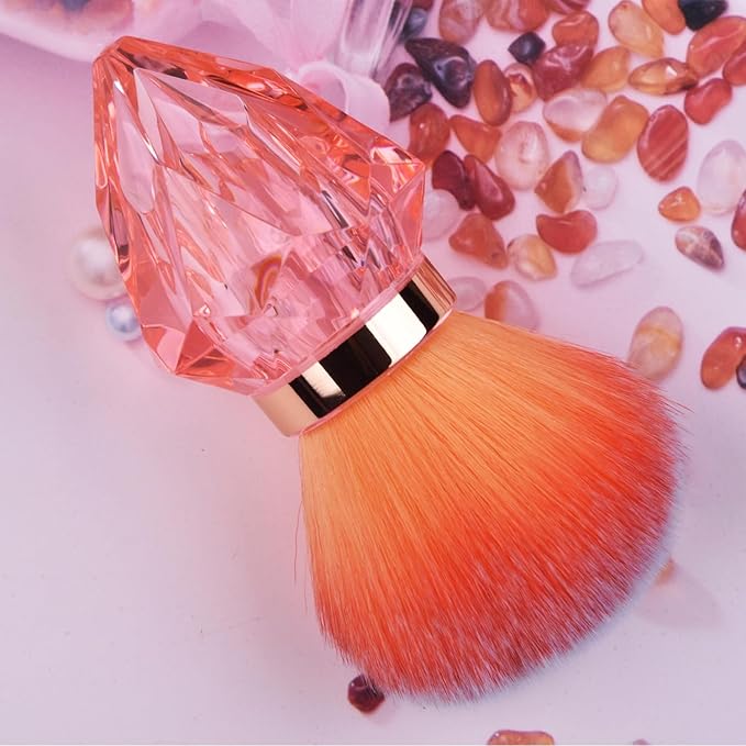 Nail Art Dust Powder Remover Brush Big Rhinestone Handle Nail Dust Cleaner Brush Professional Nail Art Tool for Acrylic Gel Nails
