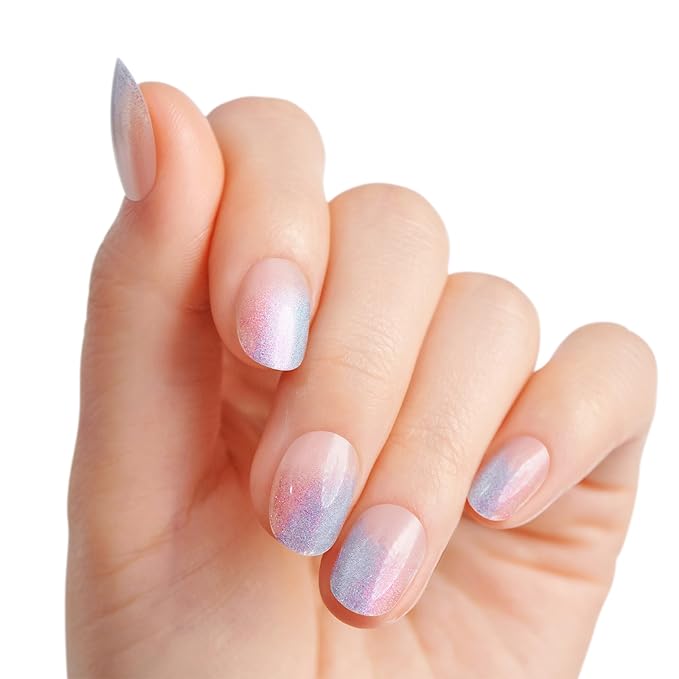 KISS Salon X-tend LED Gel Nail Kit Press On Nails, , 'Changed', Multicolor, Short Oval, 30 Fake Nails, Soft Gel Nail Glue 5 ml (0.16 US fl. oz.), Prep Pad, Manicure Stick, & Mini Nail File