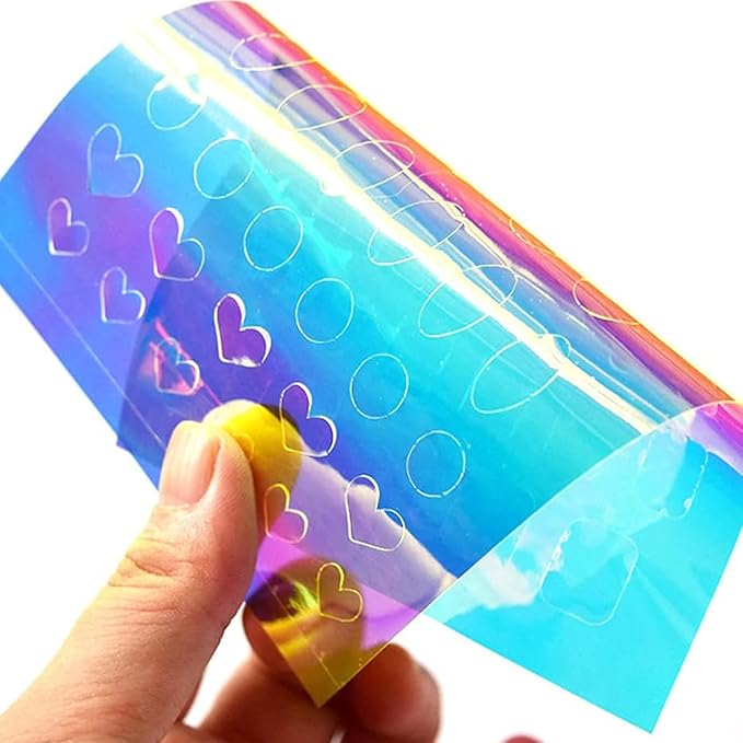 DANNEASY 12 Sheets Aurora Nail Foil Stickers Glass Paper Ice Cellophane Nail Film Foils Holographic Nails Art Stickers Decals Laser Nails Wraps for Women Girls Decoration
