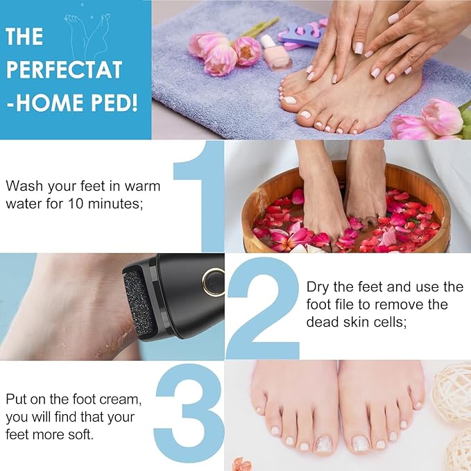 Callus Remover for Feet - with Storage Cases&Larger Grinding Head&3Speed, Electric Foot File Pedicure Kit Foot Scrubber Deadskin Callus Remover, Foot Care Kit Pedicure Tools for Dead Skin Hardskin