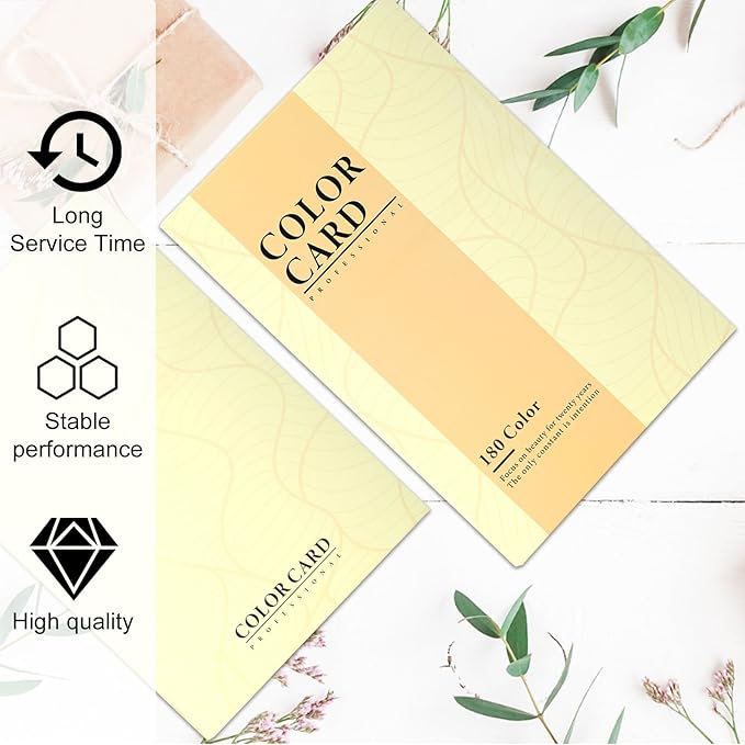 180 Nail Colors Book,Nail Color Display Book with 240 Nail Tips & 1-200 Number Labels,Professional Nail Color Swatches Book for Nail Polish UV Gel,Nails Art Design(Yellow)
