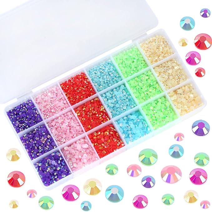 22380pcs Resin Rhinestones Set 3/4/6mm Flatback Stones Glitter Crystal Bulk for Garment Nail Art Decorations Resin Flatback Rhinestones Kit for Nail Crafts Tumbler Round Shape(GG)
