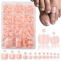 240pcs Press On Toenails Short Square Fake Toenails White French Tip False Toenails With Design Full Cover Acrylic Toenail Glossy Glue On Toe Nail for Women Manicure 12 packs