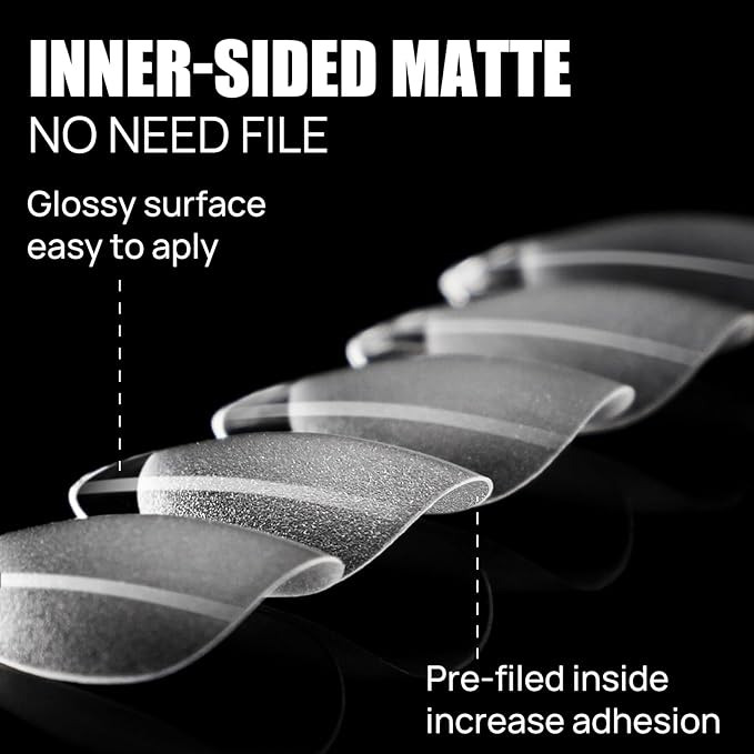 1008pcs Short Almond Shaped Nail Tips Half Matte Full Cover Fake Nails Press On Nails For Acrylic Nails Professional