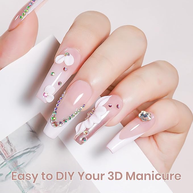 3D Sculpting Gel for Nail Art, White Non-Sticky Solid Molding Nails for Carving Molding with Silicone Pen Designs DIY Manicure at Home