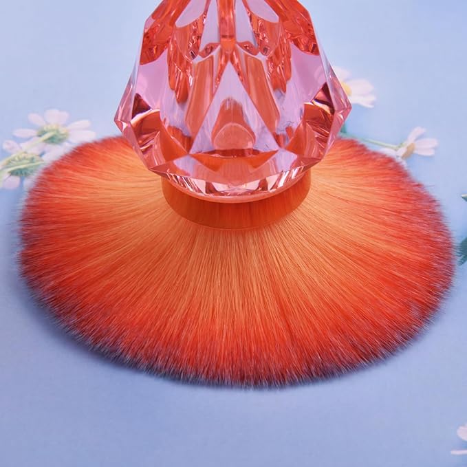 Nail Art Dust Powder Remover Brush Big Rhinestone Handle Nail Dust Cleaner Brush Professional Nail Art Tool for Acrylic Gel Nails