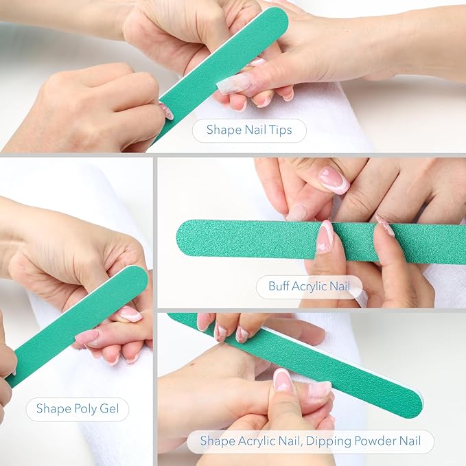 Nail File, 50 PCS Fingernail Files 7" Long 100/100 Grit Emery Boards for Nails - Professional Nail Files Washable for Acrylic, Gel, Dip Powder, and Poly Gel Nail - Coarse/Rough Grit