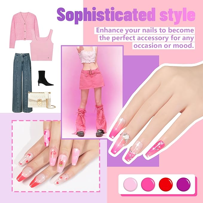ABAC 24 Color Hema-Free Solid Gel Nail Polish,Ombre Gel Nail Polish,Pat Paint Nail Gel- Blush Pink & Midnight Blue Clump-Free Glam for Office Holidays Parties 28-Day Chip-Free All-year Essentials