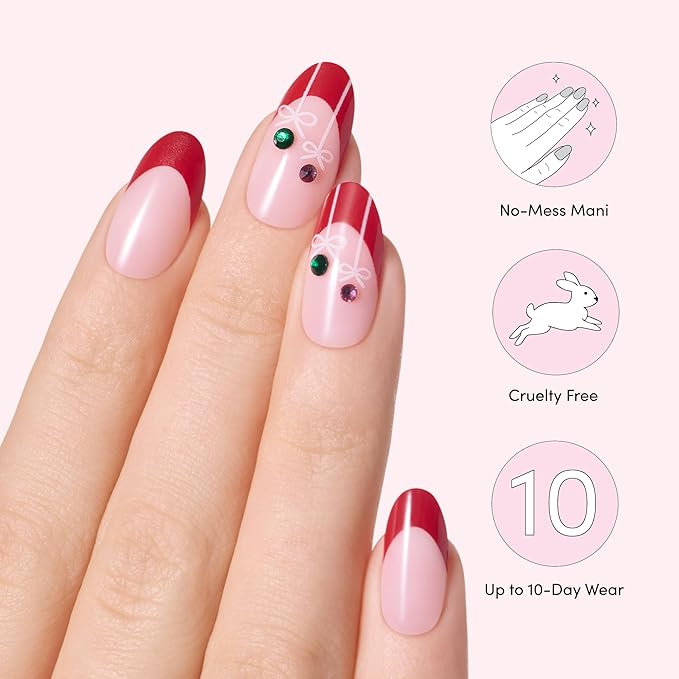 Dashing Diva Magic Press Nail Set - Having A Ball - Long Almond Press Ons - Long Lasting Gel - Lasts Up to 10 Days - Gel Set - 4-Piece Manicure Kit with 30 Nails