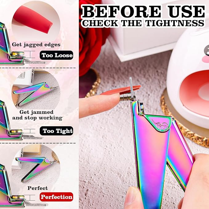 Chameleon Premium Nail Clippers with Magnet Sizers for Acrylic Nails, Professional Stainless Steel Fake False Nail Tip Clipper Cutter Trimmer, Manicure Tool for Salon Home Nail Art