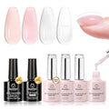 Beetles Builder Gel Set HEMA Free-Blush Whisper 4 Color 7 in 1 Nail Thickening Strengthening Building Apex with Base & Top Coat for Beginner DIY Salon at Home,Nude Builder Nail Gel,UV & LED Lamp Cured
