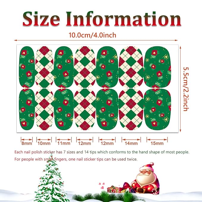 DANNEASY 336 Pieces 24 Sheets Christmas Nail Wraps Self Adhesive Nail Art Stickers Nail Polish Strips Gel Nail Sticker for Women with File, Cuticle Stick (Classic Series)