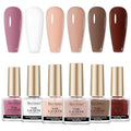 Vegan Nail Polish Set: Air Quick Dry Nail Lacquer Milky White, Nude, Brown 6 Regular Colors Nail Art Polish Non Gel Fast Drying Fingernail Polish Bulk DIY Salon Gift For Women