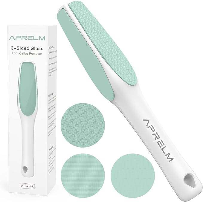 3-Sided Nano Glass Foot Callus Remover, Professional 3-in-1(Coarse, Medium, Fine) Foot File, Pedicure Tools for Feet Hard Skin Smooth Polishing (Turquoise)