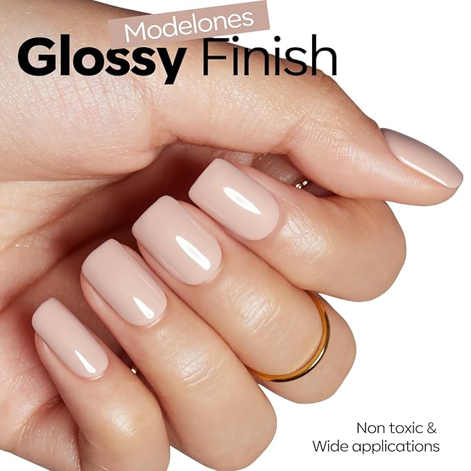 modelones Nude Gel Nail Polish Light Brown Nail Polish Ivory Elegant Color Gel Polish Khaki Soak Off LED Nail Lamp Manicure Salon 15 ML