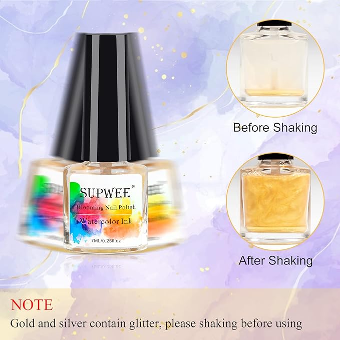 Blooming Nail Polish - Marble Ink for Nails Watercolor Nail Art Design for Spreading Flower Blossom Effect Home DIY Nail Salon
