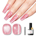 modelones Pink Cat Eye Gel Nail Polish Light Pink 9D Cateye with Magnet Shimmer Glitter Gel Polish Soak Off Reflective Translucent Jelly Gel Nail Polish 15 ML