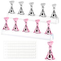 Nail Stand Nail Holder for Painting Nails 2 Sets Press on Nails Stand Display with 96 Pcs Reusable Adhesive Putty Clay Magnetic Acrylic Nailss Art Tools Accessories for DIY Salon Supplies Pink, Silver