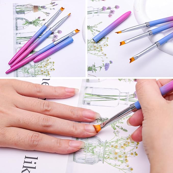 SILPECWEE 1pc French Nail Brush French Brush for Nails Design Acrylic Nail Art Brushes Nail Polish Brush Nail Painting Brushes French Tip Manicure Brush Nail Tools