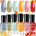 Morovan Nail Polish Set Fingernail: Fall Quick Dry Nail Polish Kit Fall Orange Regular Bulk 0.25 oz Finger Nail Lacquer Pack Glossy Toenail Polish DIY Gifts for Women