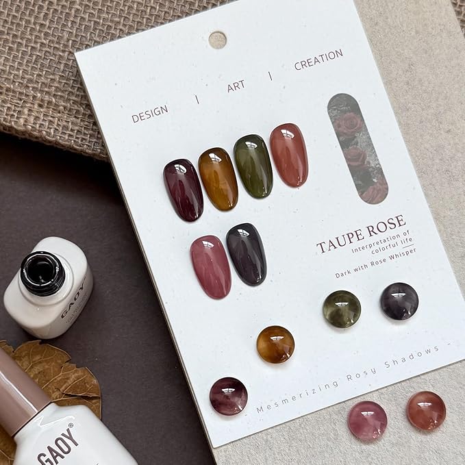 GAOY Milky Jelly Gel Nail Polish of 6 Colors from Nude to Dark Brown Black Gel Polish Kit for Salon Manicure and Blooming Nail Art DIY at Home