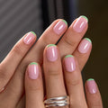 CurvLife Soft Gel Short Press On Nails Square, Long-Lasting Reusable Fake Nails Kit with Glue & Tabs, 30pcs Salon-Quality Stick On Nails for Women At-Home Manicure (Mint Line)