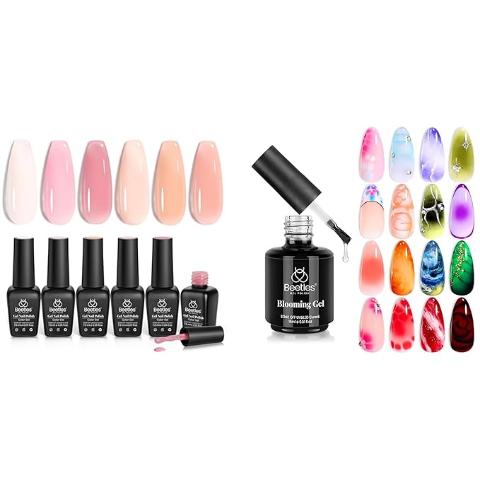 Beetles Jelly Gel Nail Polish Set & Beetles Nail Blooming Gel 15ml Clear Uv Led Blossom Gel Polish